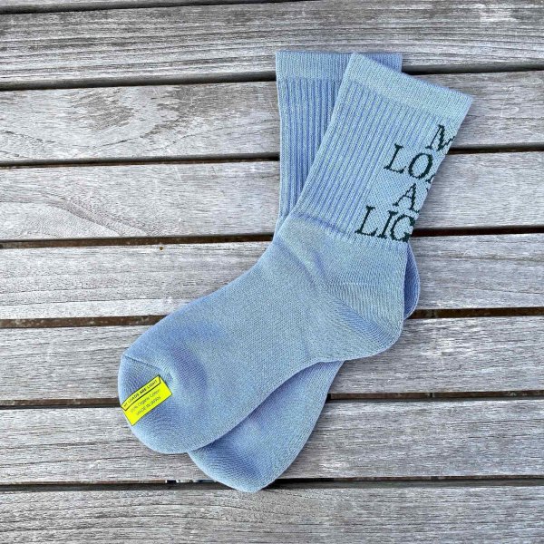 画像1: MY LOADS ARE LIGHT " TEXT / M.L.A.L / Organic Cotton " - SMOKE BLUE / SMALL (1)