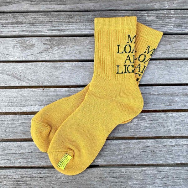 画像1: MY LOADS ARE LIGHT " TEXT / M.L.A.L / Organic Cotton " - MUSTARD / REGULAR (1)