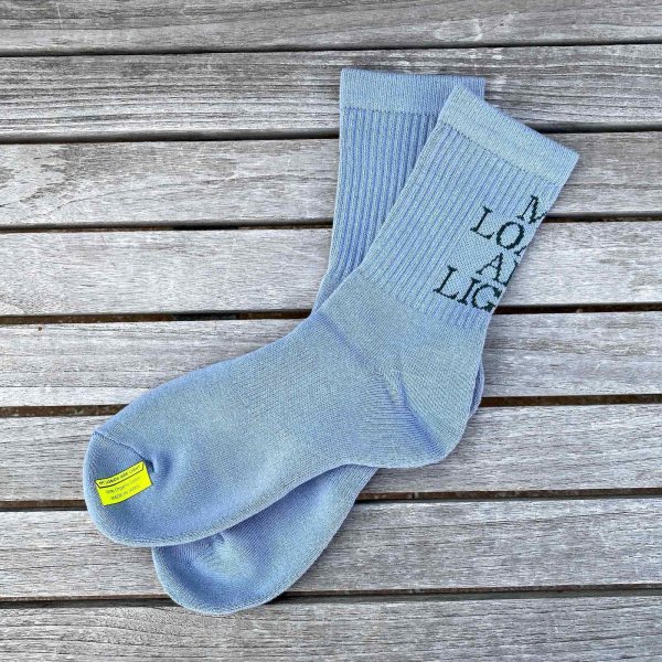画像1: MY LOADS ARE LIGHT " TEXT / M.L.A.L / Organic Cotton " - SMOKE BLUE / REGULAR (1)