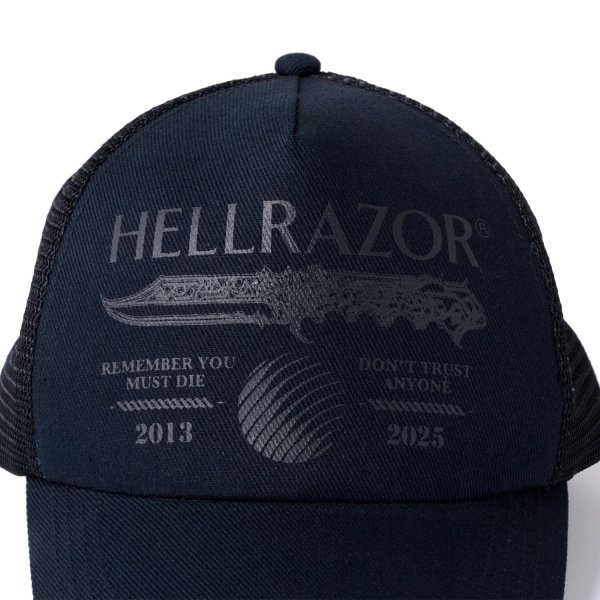 画像3: HELLRAZOR®︎ MOZYSKEY COLLECTION " DTA TRUCKER CAP " - BLACK/BLACK MESH (3)