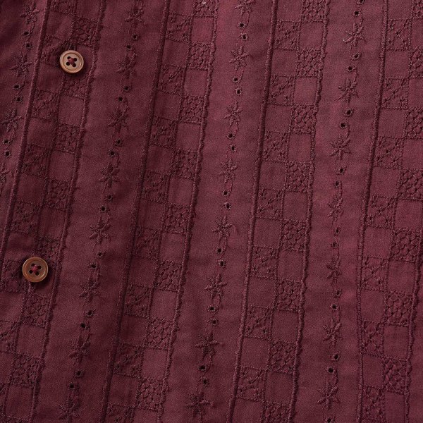 画像3: FTC | CHECKER LACE SHIRT - WINE (3)