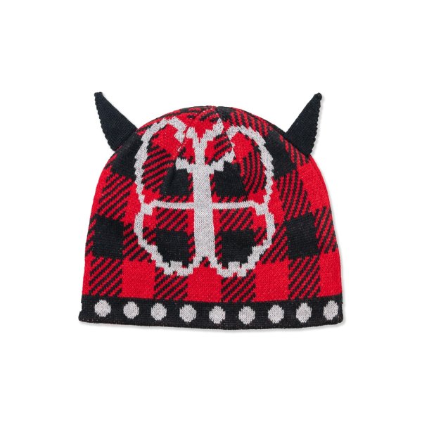 画像2: HODDLE | BUTTERFLY HORN BEANIE - RED (2)