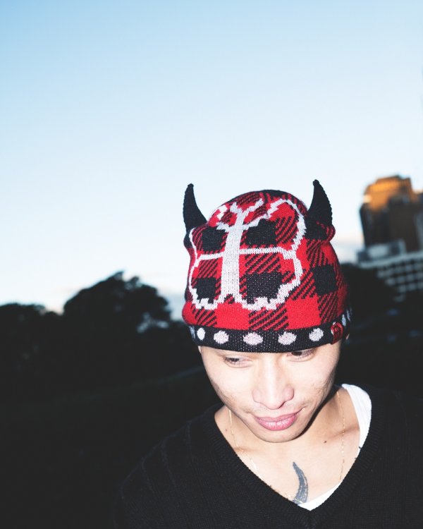画像4: HODDLE | BUTTERFLY HORN BEANIE - RED (4)
