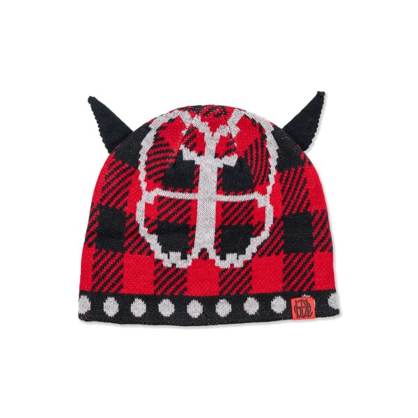 画像1: HODDLE | BUTTERFLY HORN BEANIE - RED (1)