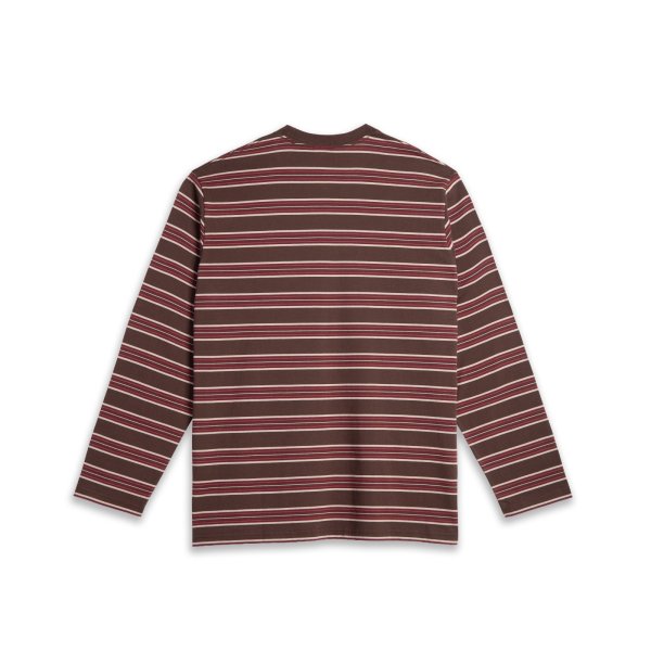 画像2: POLAR SKATE CO. | STEVE STRIPE LS TEE - BROWN/RED (2)