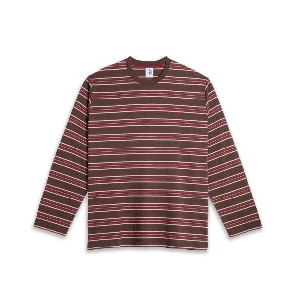 画像1: POLAR SKATE CO. | STEVE STRIPE LS TEE - BROWN/RED (1)