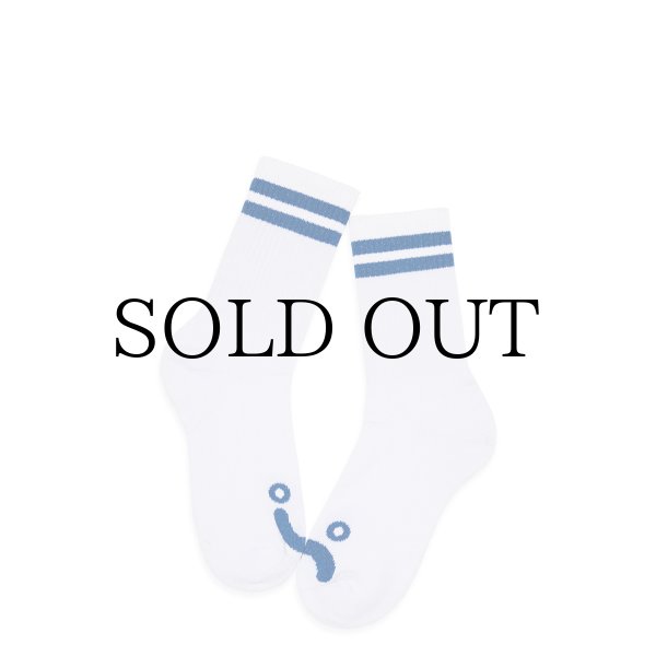 画像2: POLAR SKATE CO. | HAPPY SAD RIB SOCKS - WHITE/BLUE (2)
