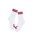 画像2: POLAR SKATE CO. | HAPPY SAD RIB SOCKS - WHITE/RED (2)