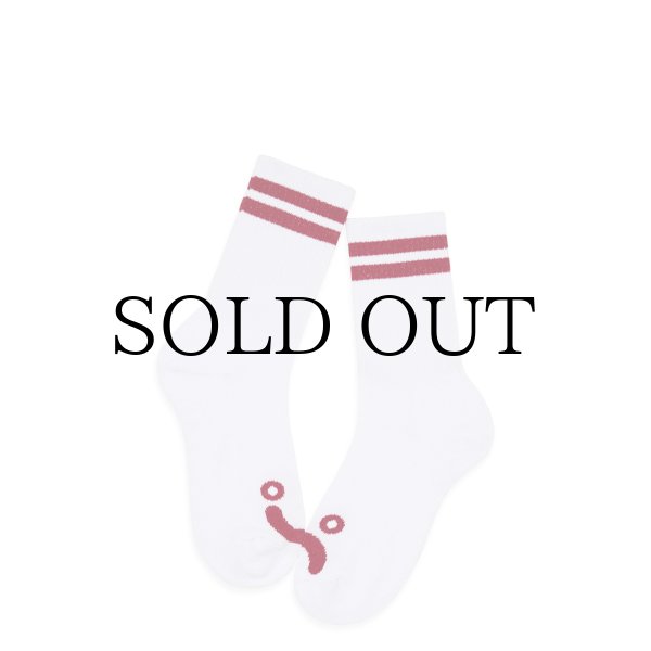 画像2: POLAR SKATE CO. | HAPPY SAD RIB SOCKS - WHITE/RED (2)