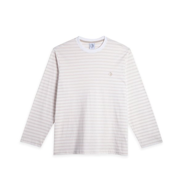 画像1: POLAR SKATE CO. | STEVE STRIPE LS TEE - WHITE/TAUPE (1)