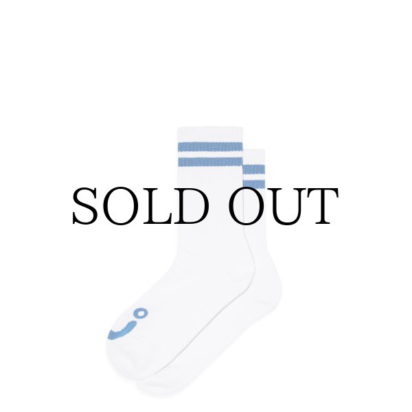 画像1: POLAR SKATE CO. | HAPPY SAD RIB SOCKS - WHITE/BLUE (1)