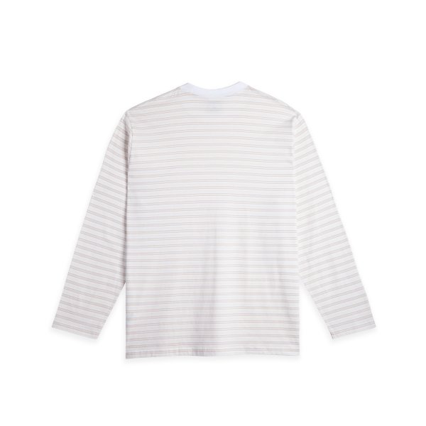 画像2: POLAR SKATE CO. | STEVE STRIPE LS TEE - WHITE/TAUPE (2)