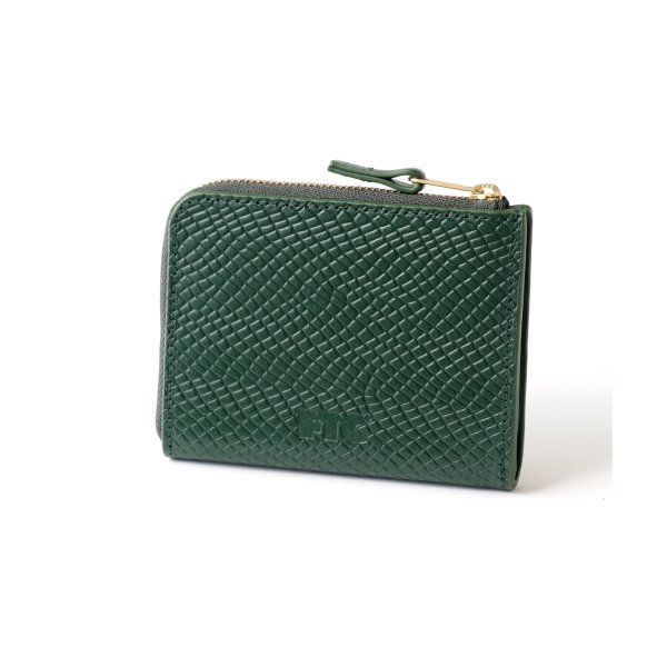 画像1: FTC | SNAKE LEATHER COMPACT WALLET - GREEN (1)