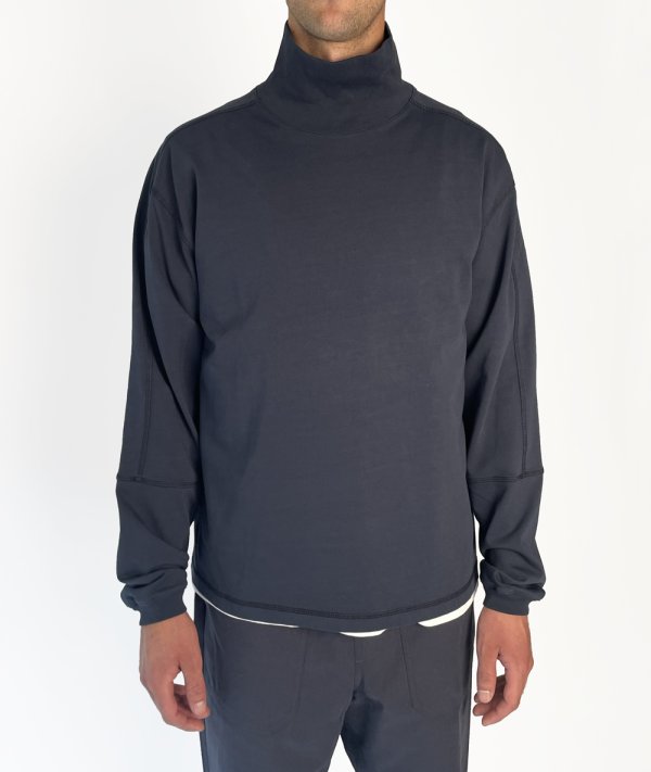 画像4: DANCER CPH | ROLL NECK SPILIT LS TEE - NAVY (4)