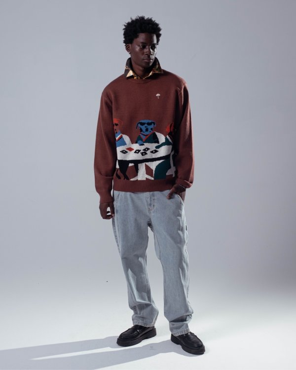 画像3: HELAS | POKER DOGS CREWNECK KNIT - BROWN (3)
