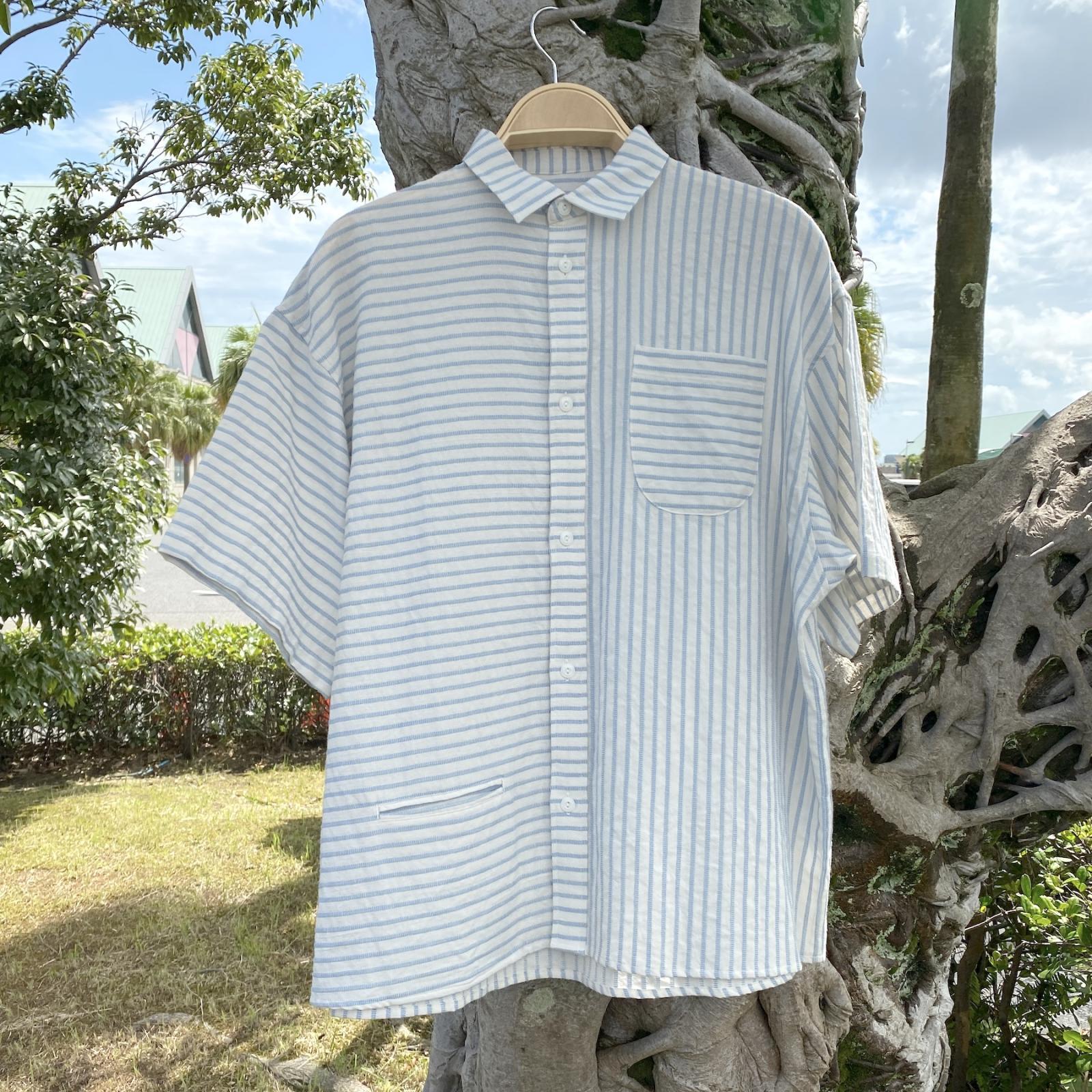 NOROLL " STRIPE S/S SHIRT " - BLUE ＆ BROWN