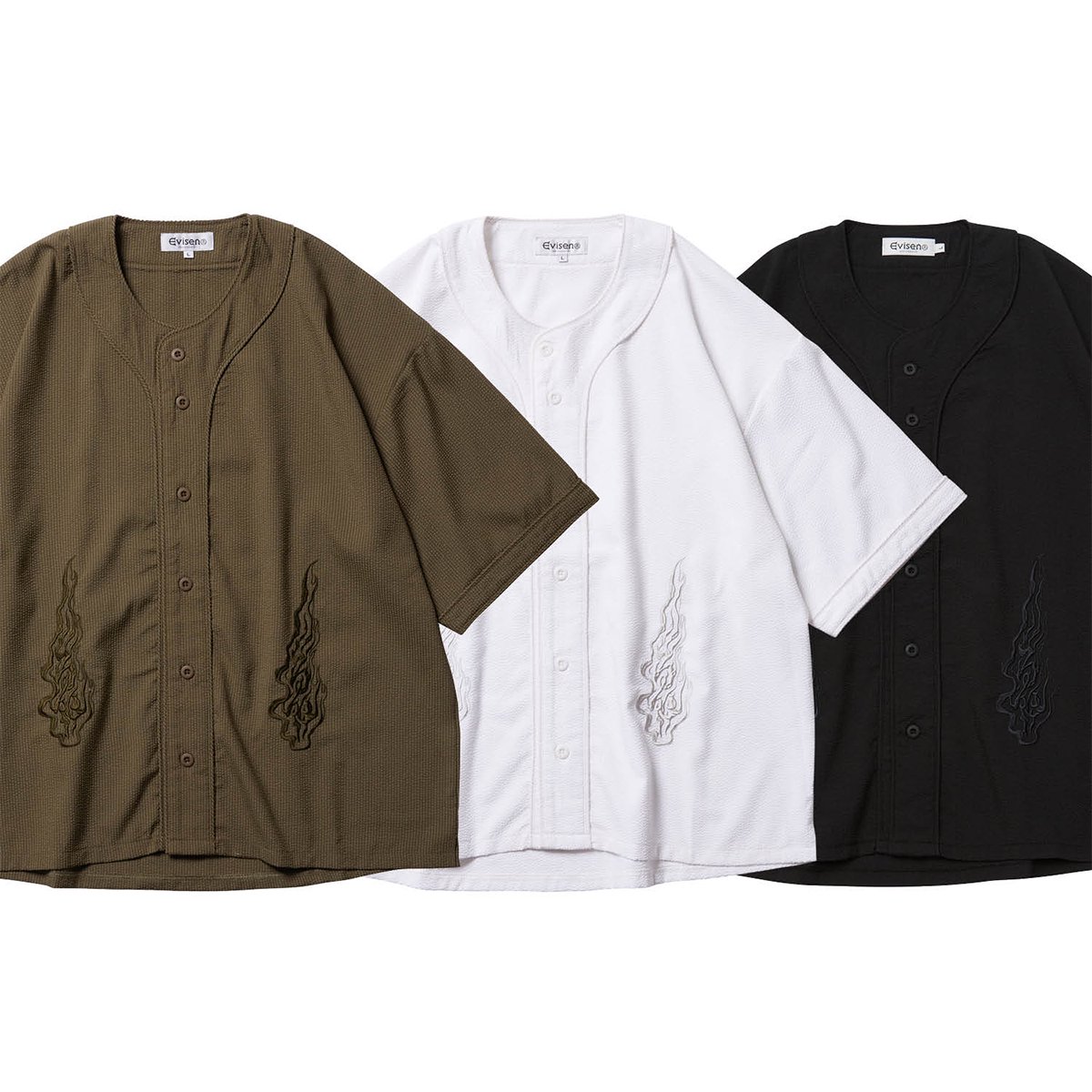 EVISEN ベースボールシャツ スケボー 胸ロゴ バックプリント ゆるダボ 
